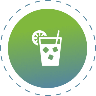 Drink icon with lemon slice and straw.